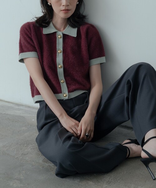 GALLEST（ギャレスト）の「バイカラーポロニット（ニット/セーター・レディース・ブラック/ボルドー・38）」の9枚目の写真