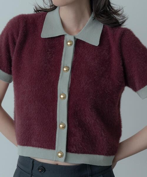 GALLEST（ギャレスト）の「バイカラーポロニット（ニット/セーター・レディース・ブラック/ボルドー・38）」の11枚目の写真