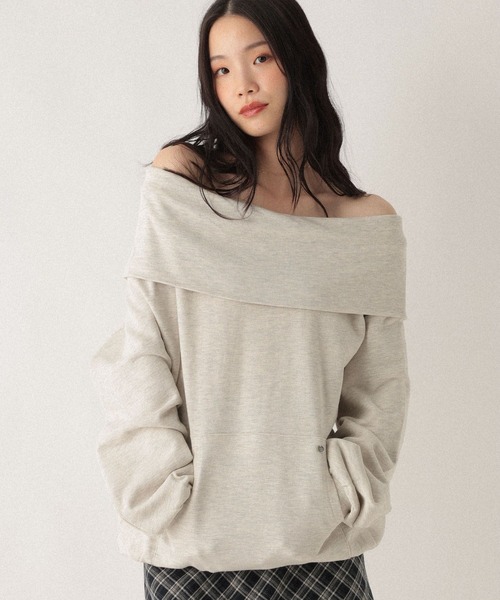 Heather(ヘザー)の「オフショルチュニック裏毛スウェット 590574(スウェット・レディース・オートミール/ネイビー/グレー・FREE)」の1枚目の写真