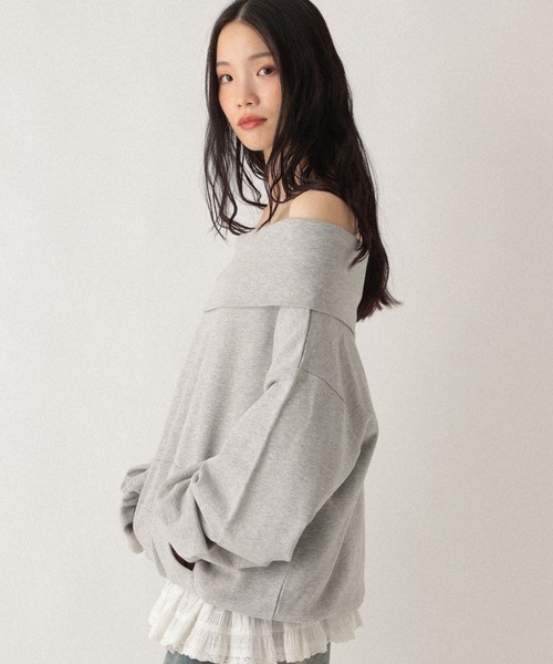 Heather(ヘザー)の「オフショルチュニック裏毛スウェット 590574(スウェット・レディース・オートミール/ネイビー/グレー・FREE)」の10枚目の写真