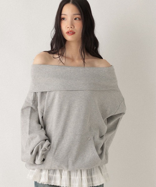 Heather(ヘザー)の「オフショルチュニック裏毛スウェット 590574(スウェット・レディース・オートミール/ネイビー/グレー・FREE)」の11枚目の写真
