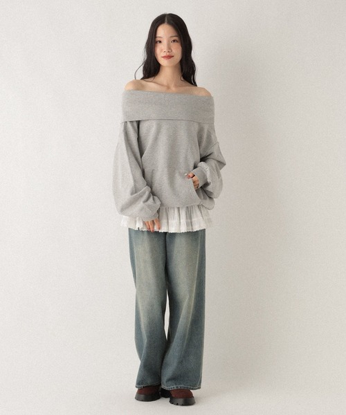 Heather(ヘザー)の「オフショルチュニック裏毛スウェット 590574(スウェット・レディース・オートミール/ネイビー/グレー・FREE)」の14枚目の写真