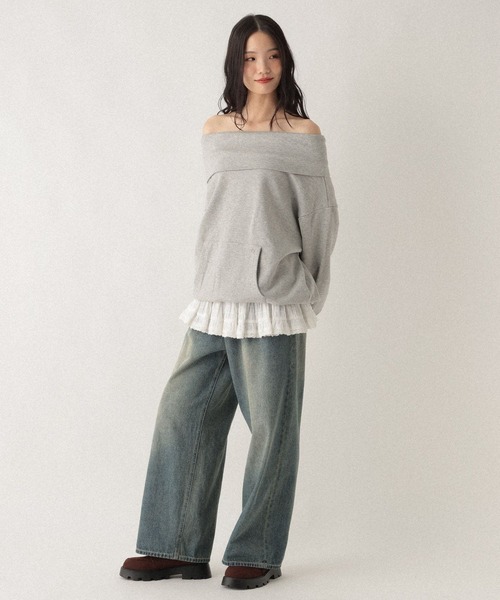 Heather(ヘザー)の「オフショルチュニック裏毛スウェット 590574(スウェット・レディース・オートミール/ネイビー/グレー・FREE)」の16枚目の写真