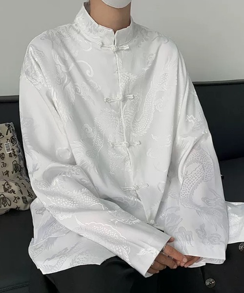 CELENA BEATS(セレナビーツ)の「龍柄 ジャカード チャイナ シャツ(シャツ/ブラウス・メンズ・ホワイト/ブラック・L/M)」の10枚目の写真