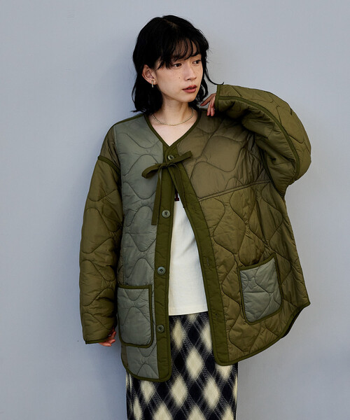 セール】パッチワーク キルトジャケット（ミリタリージャケット