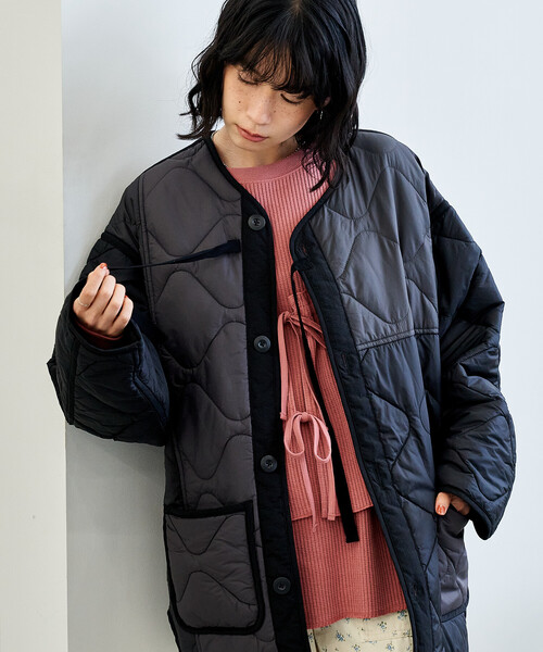 セール】パッチワーク キルトジャケット（ミリタリージャケット
