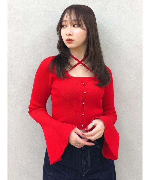 dazzlin(ダズリン)の「カーデタイトトップス(ニット/セーター・レディース・ブラック/ネイビー/グレー/ピンク/アイボリー/ミント/ライトグレー/レッド・FREE)」の8枚目の写真