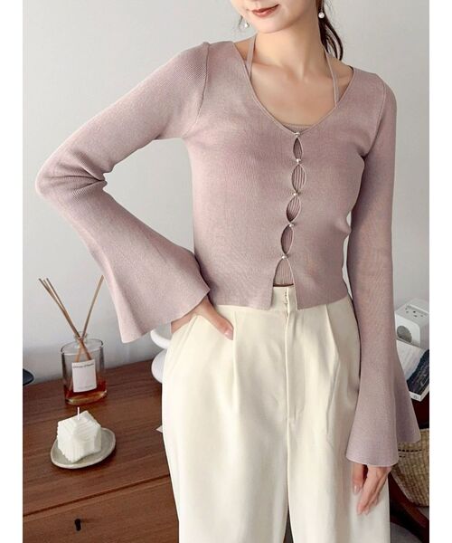 dazzlin(ダズリン)の「カーデタイトトップス(ニット/セーター・レディース・ブラック/ネイビー/グレー/ピンク/アイボリー/ミント/ライトグレー/レッド・FREE)」の7枚目の写真