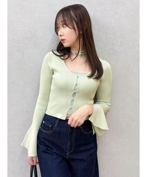 dazzlin(ダズリン)の「カーデタイトトップス(ニット/セーター・レディース・ブラック/ネイビー/グレー/ピンク/アイボリー/ミント/ライトグレー/レッド・FREE)」の22枚目の写真