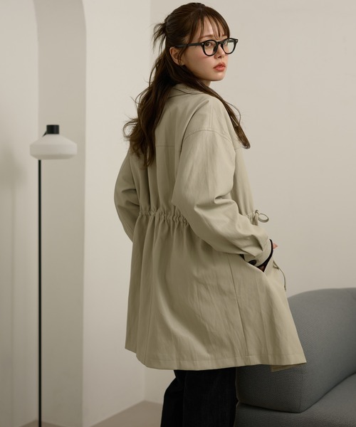 soutien collar waist gather coat /ステンカラーウエストギャザー