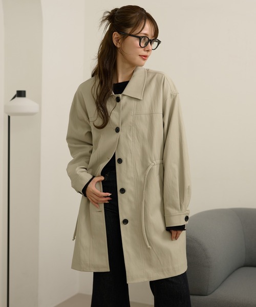 soutien collar waist gather coat /ステンカラーウエストギャザー
