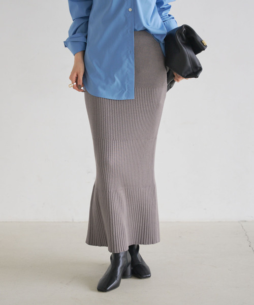 Noble（ノーブル）の「《追加/WEB限定カラー》リブニットタイトスカート（スカート・レディース・ライトグレー/ブラック/ベージュ/ブラウン/グレー/ホワイト系その他・FREE）」の18枚目の写真