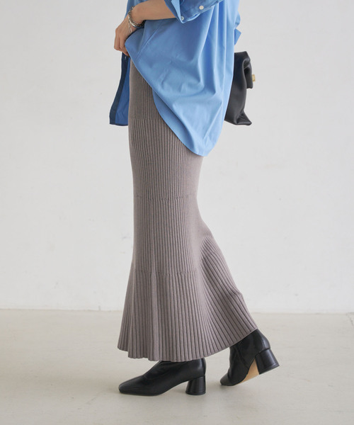 Noble（ノーブル）の「《追加/WEB限定カラー》リブニットタイトスカート（スカート・レディース・ライトグレー/ブラック/ベージュ/ブラウン/グレー/ホワイト系その他・FREE）」の19枚目の写真