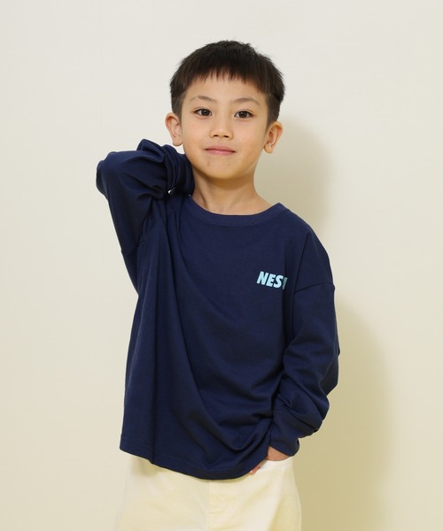 NESTA BRAND(ネスタブランド)の「NESTA ネスタ オーバーロンT KIDS(Tシャツ/カットソー・キッズ・ブラック/ホワイト系1/杢グレー/ダークグリーン/オフホワイト/ブラック系1/チャコール/ネイビー・110/120/130/140/150/160)」の8枚目の写真
