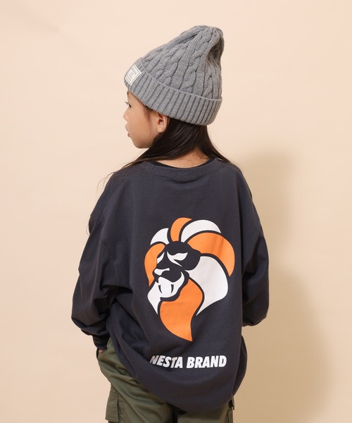 NESTA BRAND(ネスタブランド)の「NESTA ネスタ オーバーロンT KIDS(Tシャツ/カットソー・キッズ・ブラック/ホワイト系1/杢グレー/ダークグリーン/オフホワイト/ブラック系1/チャコール/ネイビー・110/120/130/140/150/160)」の6枚目の写真