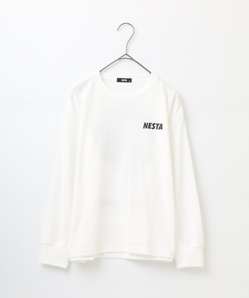 NESTA BRAND(ネスタブランド)の「NESTA ネスタ オーバーロンT KIDS(Tシャツ/カットソー・キッズ・ブラック/ホワイト系1/杢グレー/ダークグリーン/オフホワイト/ブラック系1/チャコール/ネイビー・110/120/130/140/150/160)」の9枚目の写真