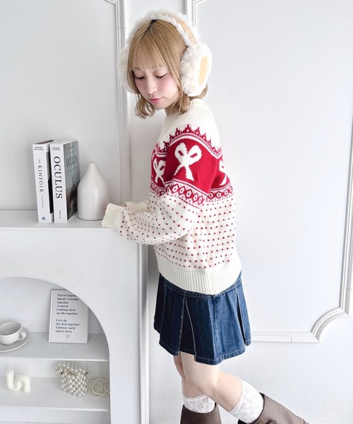 Loueme(ルエム)の「リボンノルディックニットプルオーバー(ニット/セーター・レディース・ブラック/アイボリー/ブルー/レッド・FREE)」の22枚目の写真