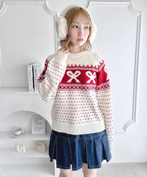 Loueme(ルエム)の「リボンノルディックニットプルオーバー(ニット/セーター・レディース・ブラック/アイボリー/ブルー/レッド・FREE)」の21枚目の写真