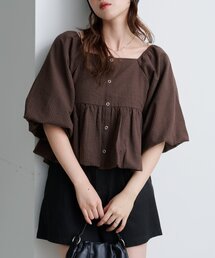 良好 詩仙堂 シセンドウ 七分袖 ブラウス   ブラウン ちりめん レディース 　241013001037 良好 詩仙堂 シセンドウ 七分袖 ブラウス ブラウン ちりめん