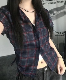 チェックショート丈半袖シャツ