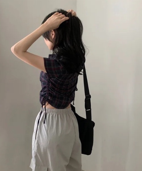 FUNdaysion(ファンデイション)の「チェックショート丈半袖シャツ(シャツ/ブラウス・レディース・ネイビー・M)」の15枚目の写真