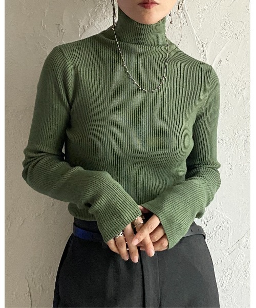 She's Closet（シーズクローゼット）の「長袖タイトハイネックリブニットトップス（ニット/セーター・レディース・レッド/ブラウン/アイボリー/ブラック/グレー/セージグリーン・FREE）」の14枚目の写真