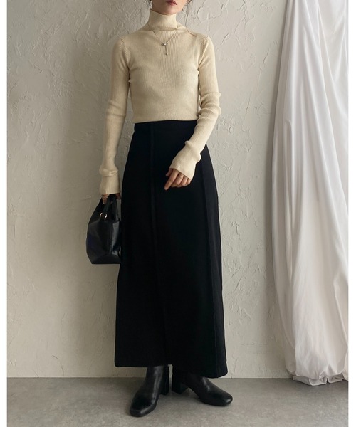 She's Closet（シーズクローゼット）の「長袖タイトハイネックリブニットトップス（ニット/セーター・レディース・レッド/ブラウン/アイボリー/ブラック/グレー/セージグリーン・FREE）」の16枚目の写真