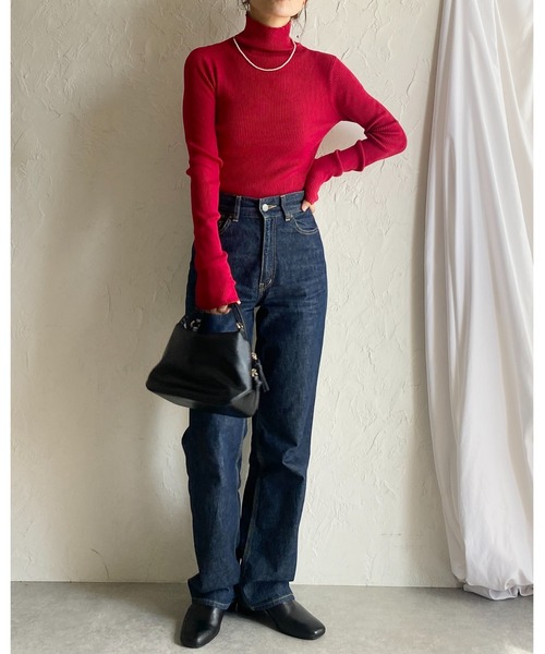 She's Closet（シーズクローゼット）の「長袖タイトハイネックリブニットトップス（ニット/セーター・レディース・レッド/ブラウン/アイボリー/ブラック/グレー/セージグリーン・FREE）」の19枚目の写真