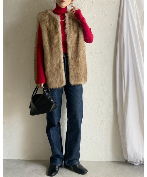 She's Closet（シーズクローゼット）の「長袖タイトハイネックリブニットトップス（ニット/セーター・レディース・レッド/ブラウン/アイボリー/ブラック/グレー/セージグリーン・FREE）」の20枚目の写真