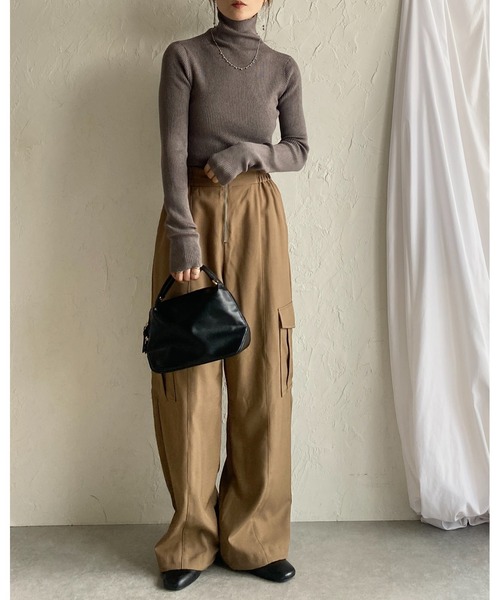 She's Closet（シーズクローゼット）の「長袖タイトハイネックリブニットトップス（ニット/セーター・レディース・レッド/ブラウン/アイボリー/ブラック/グレー/セージグリーン・FREE）」の21枚目の写真