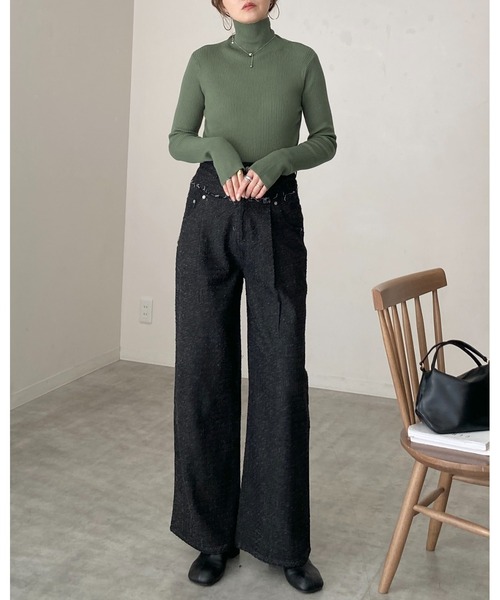 She's Closet（シーズクローゼット）の「長袖タイトハイネックリブニットトップス（ニット/セーター・レディース・レッド/ブラウン/アイボリー/ブラック/グレー/セージグリーン・FREE）」の8枚目の写真