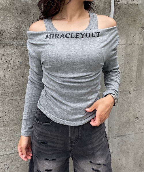 ROGER AND RAW（ロジャーアンドロウ）の「【インナーSET】プリントドレープロンT　ロングスリーブTシャツ（Tシャツ/カットソー・レディース・カーキ/ブラック/ホワイト/グレー・FREE）」の3枚目の写真