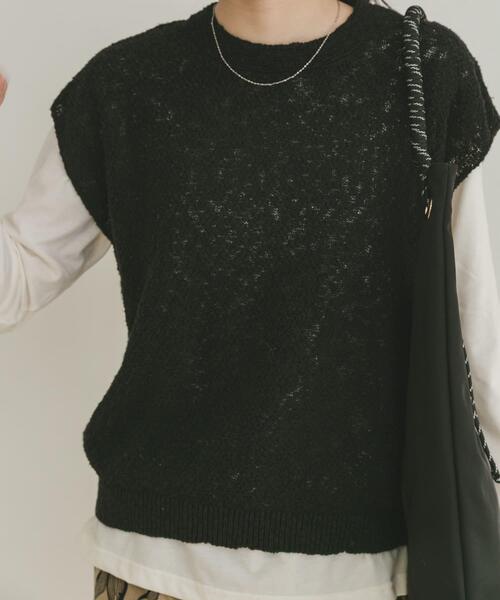 ITEMS URBANRESEARCH(アイテムズ アーバンリサーチ)の「ゴムヤーンニットベスト(ベスト・レディース・ブラック/ブルー/ベージュ・FREE)」の4枚目の写真