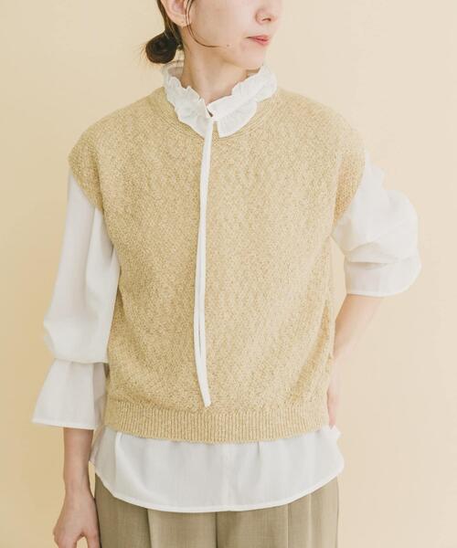 ITEMS URBANRESEARCH(アイテムズ アーバンリサーチ)の「ゴムヤーンニットベスト(ベスト・レディース・ブラック/ブルー/ベージュ・FREE)」の17枚目の写真