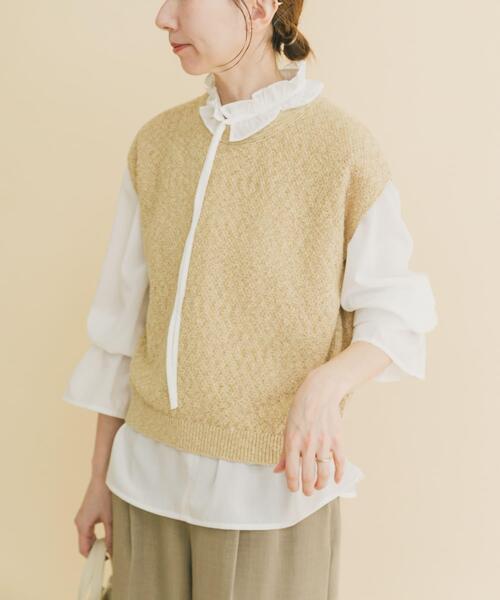 ITEMS URBANRESEARCH(アイテムズ アーバンリサーチ)の「ゴムヤーンニットベスト(ベスト・レディース・ブラック/ブルー/ベージュ・FREE)」の18枚目の写真