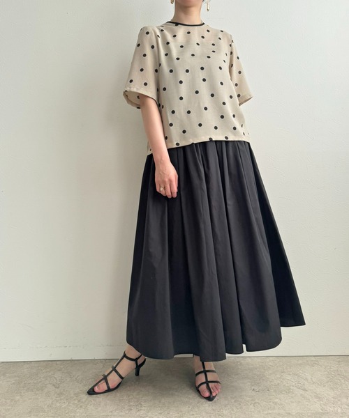 LHELBIE（レルビエ）の「コットンブロードボリュームスカート（スカート・レディース・ピンク/イエロー/ブラック/オフホワイト/ブルー/テラコッタ・M）」の3枚目の写真
