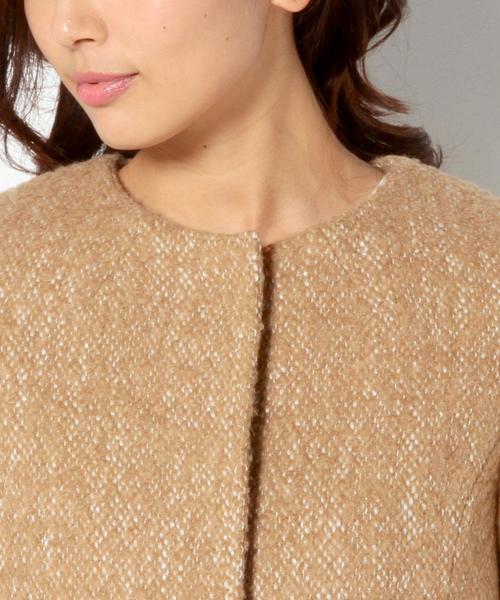 Jewel Changes（ジュエルチェンジズ）の「〓 ★JOC ツイード 袖ファー付き ノーカラーコート 2（その他アウター・レディース・ブラウン/ブラック・36/38）」の7枚目の写真