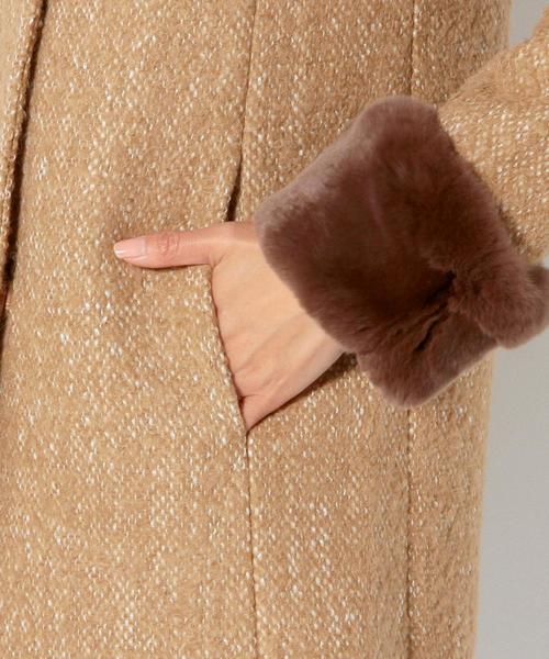 Jewel Changes（ジュエルチェンジズ）の「〓 ★JOC ツイード 袖ファー付き ノーカラーコート 2（その他アウター・レディース・ブラウン/ブラック・36/38）」の10枚目の写真