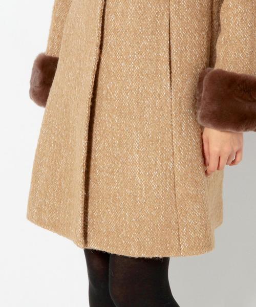Jewel Changes（ジュエルチェンジズ）の「〓 ★JOC ツイード 袖ファー付き ノーカラーコート 2（その他アウター・レディース・ブラウン/ブラック・36/38）」の11枚目の写真