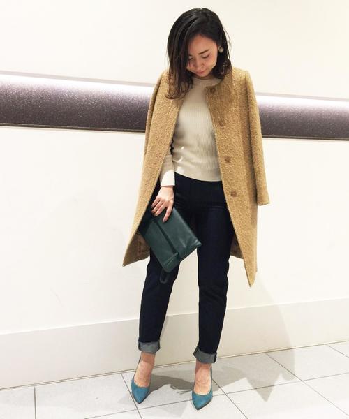 Jewel Changes（ジュエルチェンジズ）の「〓 ★JOC ツイード 袖ファー付き ノーカラーコート 2（その他アウター・レディース・ブラウン/ブラック・36/38）」の16枚目の写真