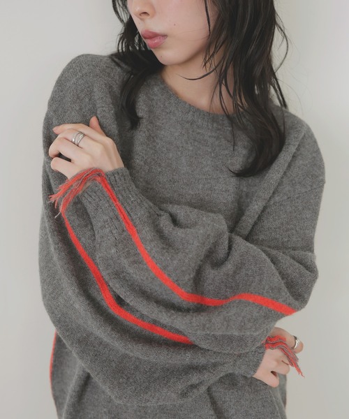 バイカラーラインニットプルオーバー（ニット/セーター）｜LIAN