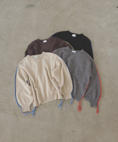 バニラ❣️ ランバン✨ニットコート　 毛100 暖かい　バイカラー LIAN（リアン）の「バイカラーニットプルオーバー（ニット/セーター