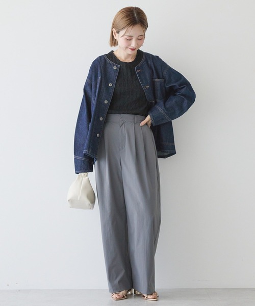 AMERICAN HOLIC（アメリカンホリック）の「ノーカラーデニムカバーオール（デニムジャケット・レディース・ワンウォッシュ/ライトインディゴブルー・L/M）」の7枚目の写真