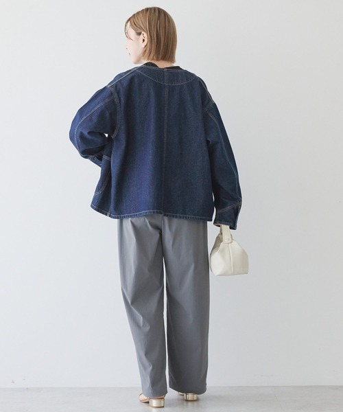 AMERICAN HOLIC（アメリカンホリック）の「ノーカラーデニムカバーオール（デニムジャケット・レディース・ワンウォッシュ/ライトインディゴブルー・L/M）」の8枚目の写真