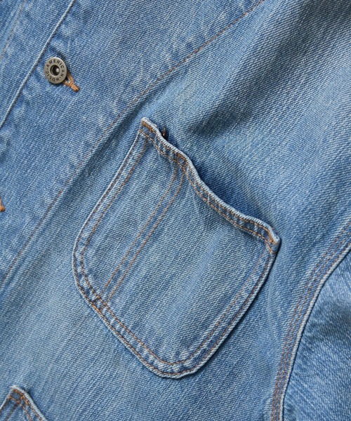 AMERICAN HOLIC（アメリカンホリック）の「ノーカラーデニムカバーオール（デニムジャケット・レディース・ワンウォッシュ/ライトインディゴブルー・L/M）」の18枚目の写真