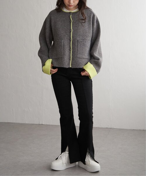 VENCEEXCHANGE（ヴァンスエクスチェンジ）の「アルパカタッチ配色カーディガン（カーディガン/ボレロ・レディース・アイボリー/ブラウン/チャコール・FREE）」の20枚目の写真