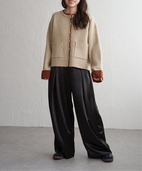 VENCEEXCHANGE（ヴァンスエクスチェンジ）の「アルパカタッチ配色カーディガン（カーディガン/ボレロ・レディース・アイボリー/ブラウン/チャコール・FREE）」の14枚目の写真