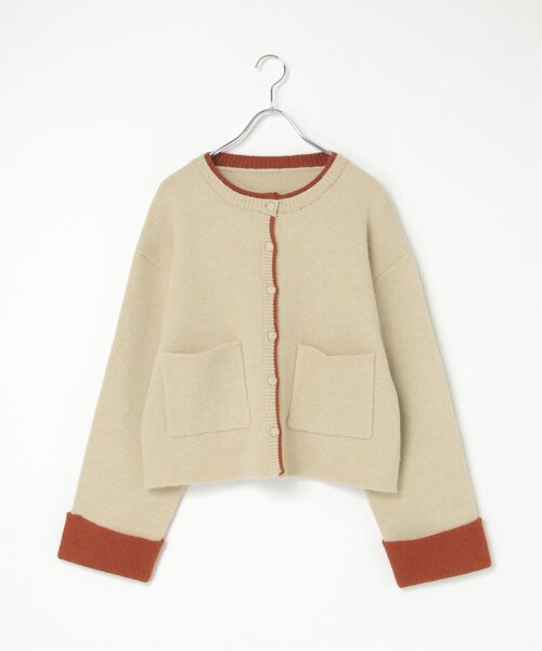 VENCEEXCHANGE（ヴァンスエクスチェンジ）の「アルパカタッチ配色カーディガン（カーディガン/ボレロ・レディース・アイボリー/ブラウン/チャコール・FREE）」の12枚目の写真