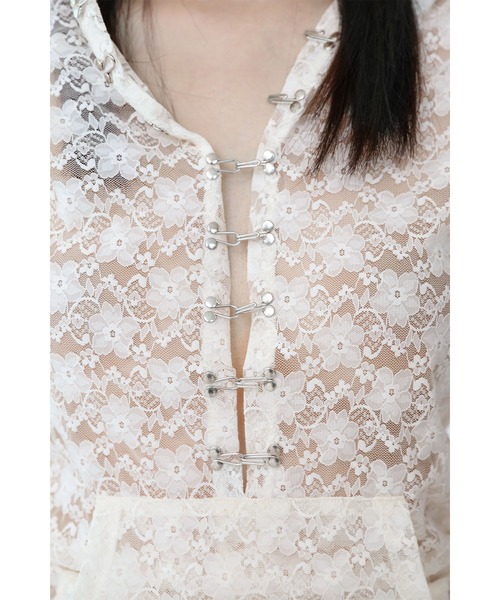 Heart Tattoo(ハートタトゥー)の「lace chain hoodie / レースチェーンフーディ(パーカー・レディース・ホワイト/ブラック・FREE)」の22枚目の写真
