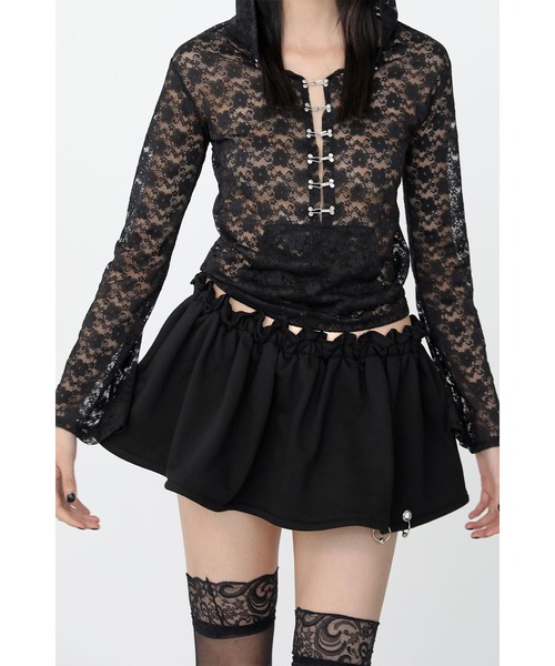 Heart Tattoo(ハートタトゥー)の「lace chain hoodie / レースチェーンフーディ(パーカー・レディース・ホワイト/ブラック・FREE)」の7枚目の写真